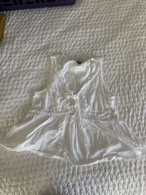 White Lace-Trim Sleeveless Peplum Top